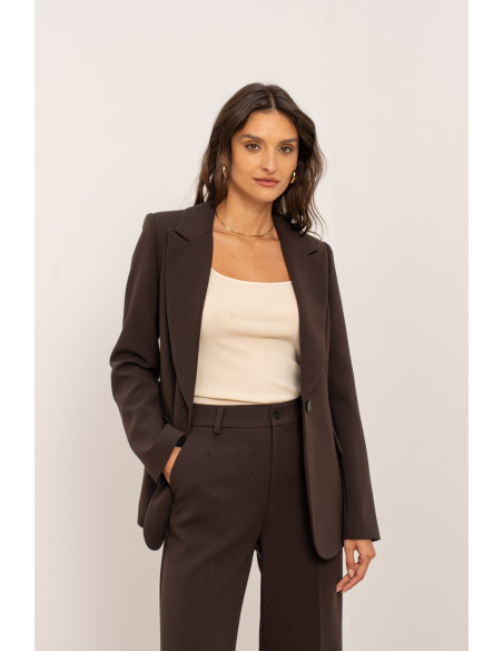 BON FASHION Women's tailored blazer with a slim fit V2506-BROWN | BON FASHION