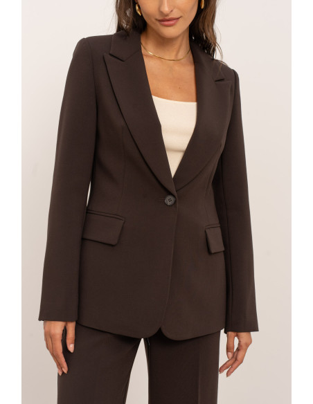 BON FASHION Women's tailored blazer with a slim fit V2506-BROWN