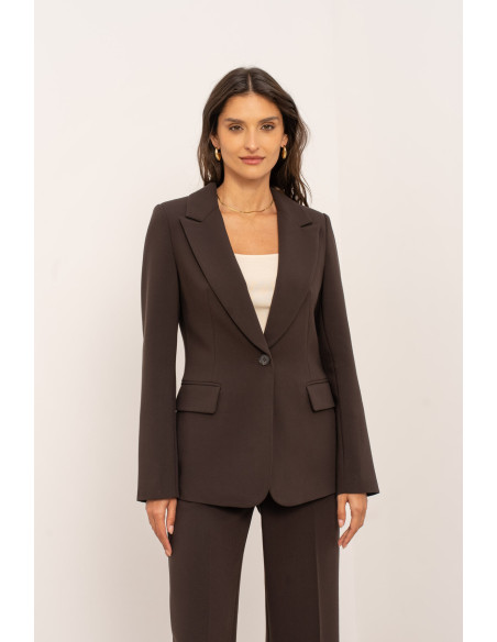 BON FASHION Women's tailored blazer with a slim fit V2506-BROWN | BON FASHION