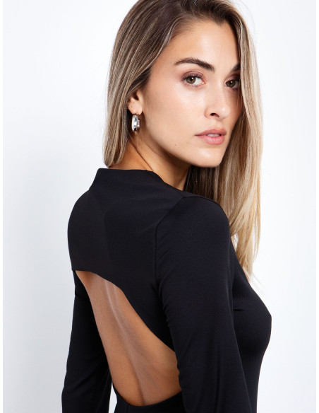 ΤΟΙ & ΜΟΙ Mini φόρεμα με cut out πλάτη 50-6704-225-ΜΑΥΡΟ | BON FASHION