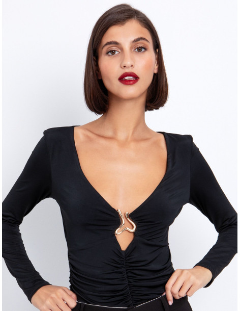 TOI & MOI Τοπ με metal στοιχείο 80-6651-225-ΜΑΥΡΟ | BON FASHION