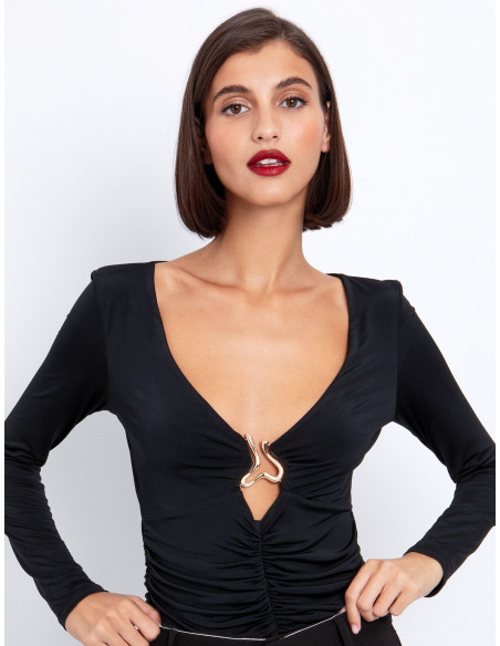 TOI & MOI Τοπ με metal στοιχείο 80-6651-225-ΜΑΥΡΟ | BON FASHION