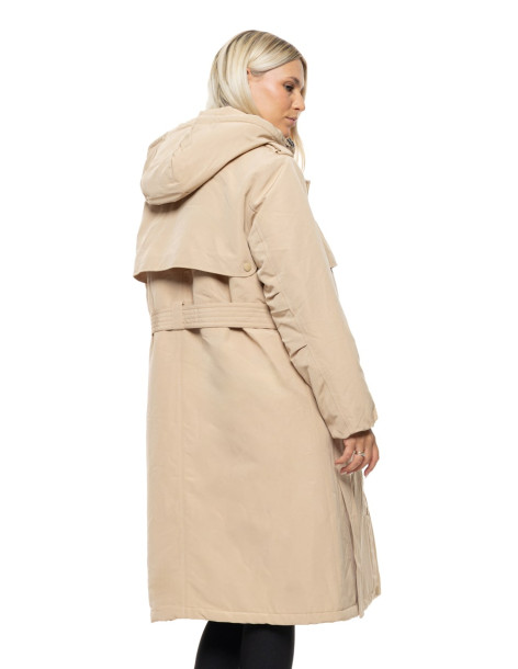SPLENDID μακρύ μπουφάν με κουκούλα 54-101-035-ΜΠΕΖ| BON FASHION
