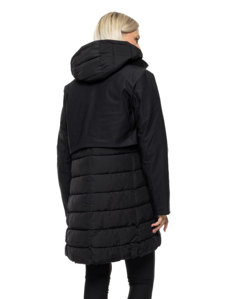 SPLENDID  μακρύ παλτό με κουκούλα 54-101-109-ΜΑΥΡΟ | BON FASHION