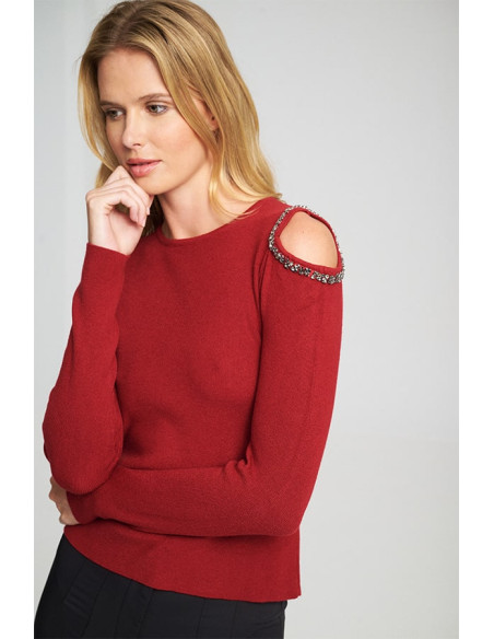 MIND MATTER VICTORIA SWEATER 25-02-09-009-CHERRY | BON FASHION