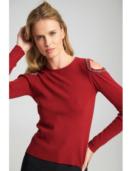 MIND MATTER VICTORIA SWEATER 25-02-09-009-CHERRY | BON FASHION