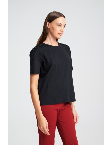 MIND MATTER CARA T-SHIRT 25-02-01-023-BLACK | BON FASHION