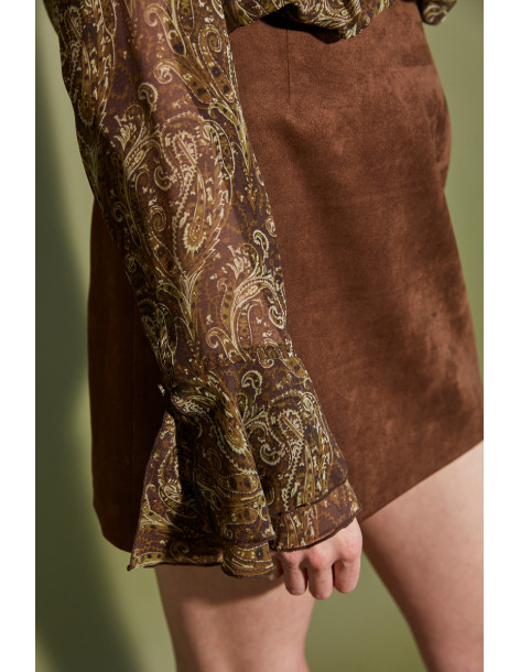 BON FASHION Flowy blouse with paisley print 25209-OLIVE | BON FASHION