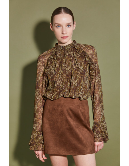 BON FASHION Flowy blouse with paisley print 25209-OLIVE