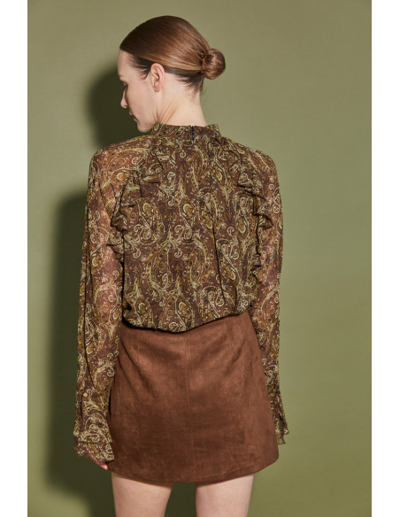 BON FASHION Flowy blouse with paisley print 25209-OLIVE | BON FASHION