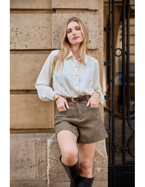 BON FASHION Flowy shirt CH370-ECRU