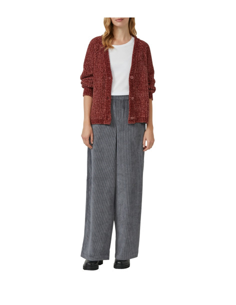 S.OLIVER Corduroy pants with elastic waistband and wide leg 2170263-9858