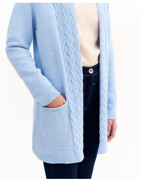 FOREL Πλεκτή ζακέτα με τσέπες 081.90.01.014-ΣΙΕΛ | BON FASHION