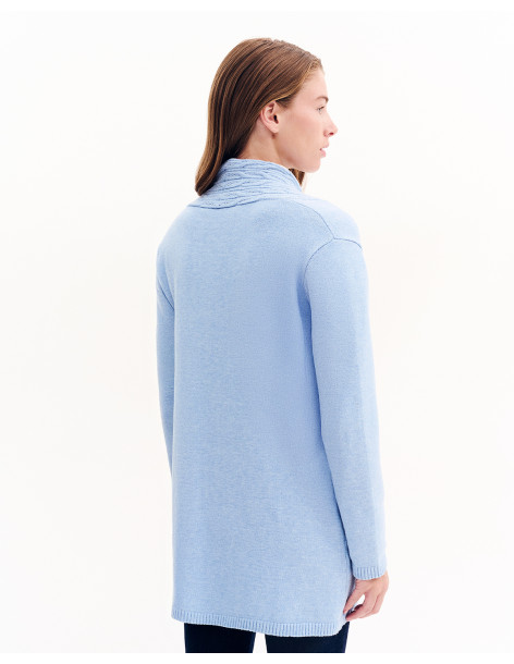 FOREL Πλεκτή ζακέτα με τσέπες 081.90.01.014-ΣΙΕΛ | BON FASHION