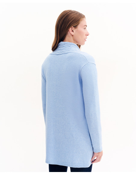 FOREL Πλεκτή ζακέτα με τσέπες 081.90.01.014-ΣΙΕΛ | BON FASHION