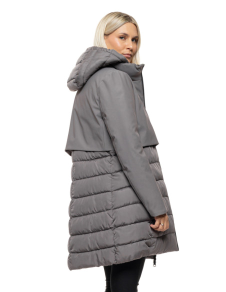 SPLENDID  μακρύ παλτό με κουκούλα 54-101-109-DARK GREY | BON FASHION