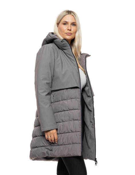 SPLENDID  μακρύ παλτό με κουκούλα 54-101-109-DARK GREY | BON FASHION