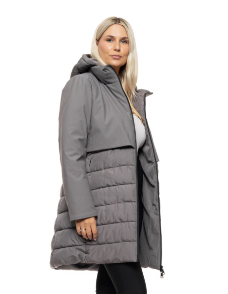 SPLENDID  μακρύ παλτό με κουκούλα 54-101-109-DARK GREY | BON FASHION