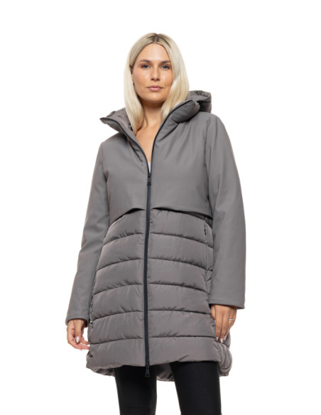 SPLENDID  μακρύ παλτό με κουκούλα 54-101-109-DARK GREY | BON FASHION