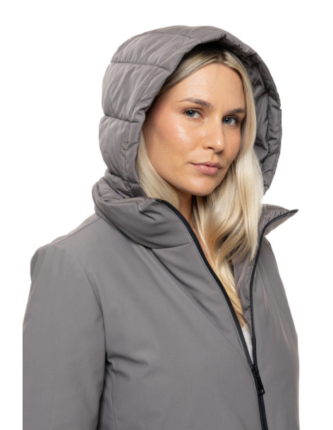 SPLENDID  μακρύ παλτό με κουκούλα 54-101-109-DARK GREY | BON FASHION