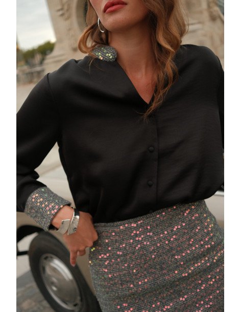 BON FASHION Sequin skirt SK867-GRAY