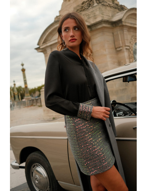 BON FASHION Sequin skirt SK867-GRAY 2