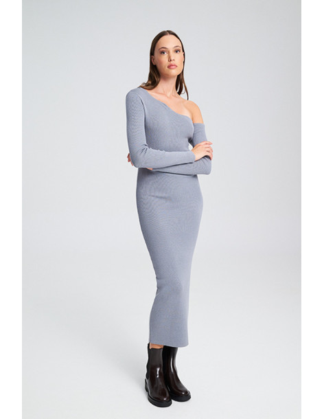 MIND MATTER ZELDA KNITTED DRESS 25-02-09-066-ΓΚΡΙ | BON FASHION