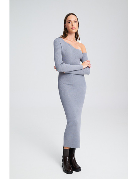 MIND MATTER ZELDA KNITTED DRESS 25-02-09-066-ΓΚΡΙ | BON FASHION