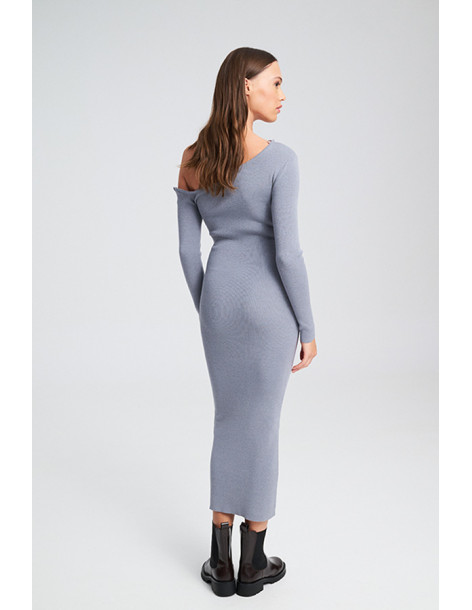 MIND MATTER ZELDA KNITTED DRESS 25-02-09-066-ΓΚΡΙ | BON FASHION