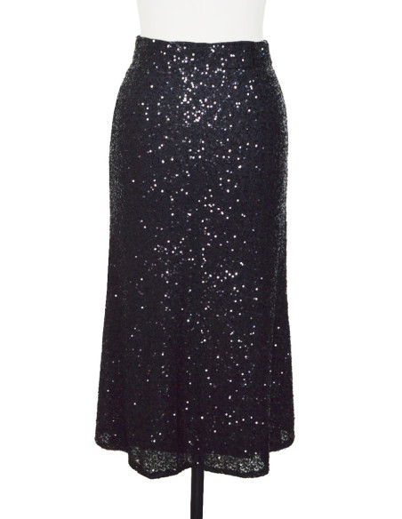 BON FASHION Long sequin skirt 23527-BLACK | BON FASHION