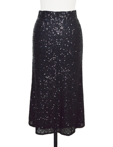 BON FASHION Long sequin skirt 23527-BLACK | BON FASHION