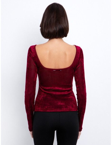 TOI & MOI Velvet μπλούζα 80-6762-225-ΜΠΟΡΝΤΩ | BON FASHION