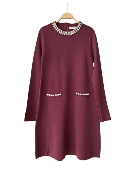 BON FASHION Loose knit dress TY26533-BURGUNDY 2
