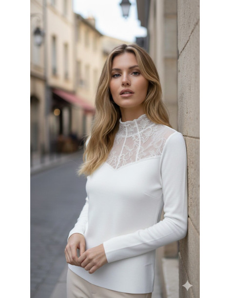 BON FASHION Chic Long Sleeve Top CH9153-WHITE
