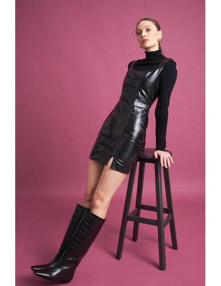 MIND MATTER MOGGY DRESS 25-02-07-057-BLACK | BON FASHION
