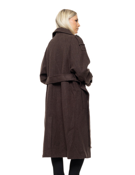 BISTON μακρύ παλτό 54-101-055-ΚΑΦΕ | BON FASHION