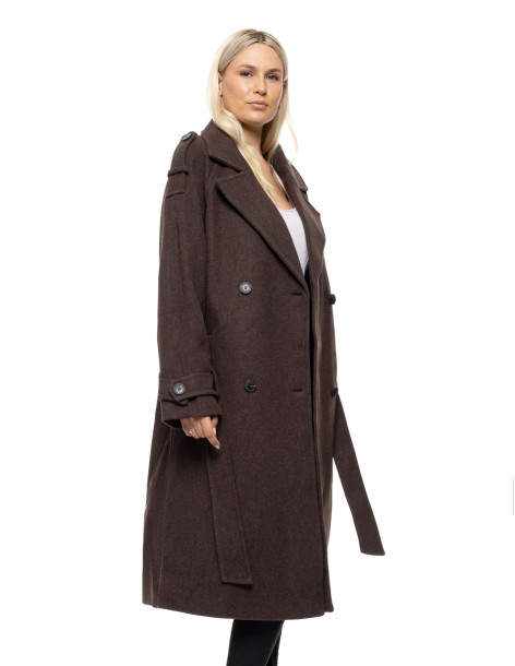 BISTON μακρύ παλτό 54-101-055-ΚΑΦΕ | BON FASHION
