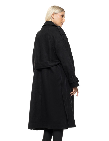 BISTON μακρύ παλτό 54-101-055-ΜΑΥΡΟ | BON FASHION