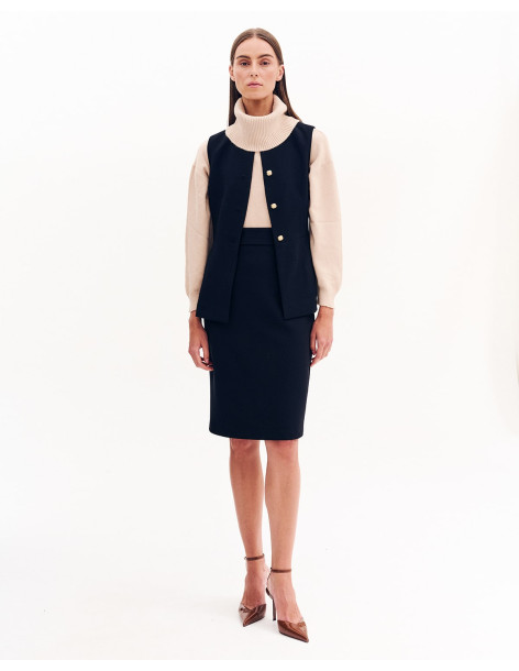 FOREL Φούστα κλασική pencil 081.00.01.002-ΜΑΥΡΟ | BON FASHION