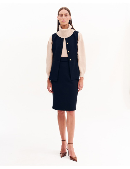 FOREL Φούστα κλασική pencil 081.00.01.002-ΜΑΥΡΟ | BON FASHION