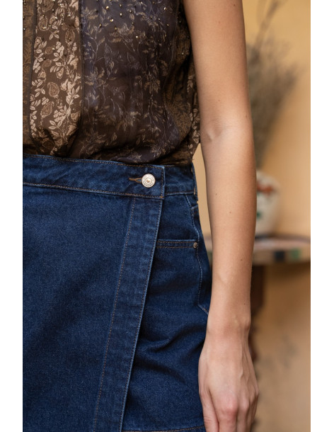 ORAIJE PARIS Short Skirt - Jadene JD523-RAW BLUE | BON FASHION