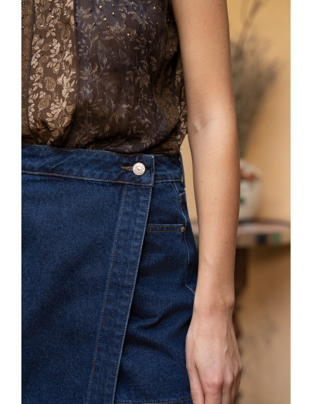 ORAIJE PARIS Short Skirt - Jadene JD523-RAW BLUE | BON FASHION