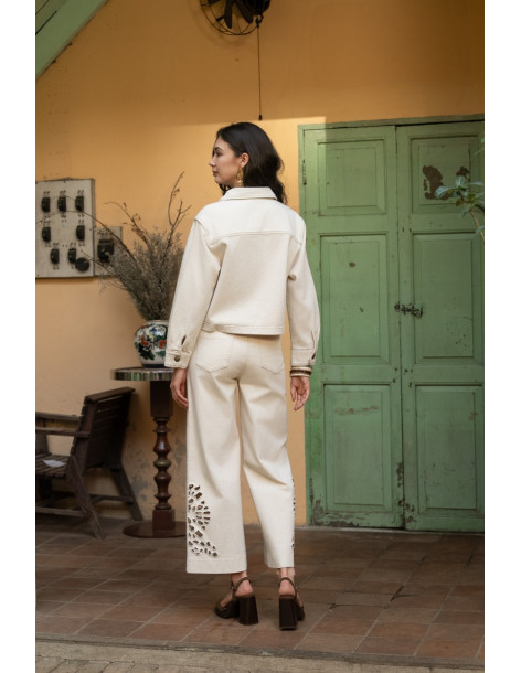 ORAIJE PARIS Milo wide-leg jeans JD595-BEIGE | BON FASHION