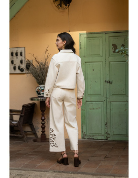 ORAIJE PARIS Milo wide-leg jeans JD595-BEIGE | BON FASHION