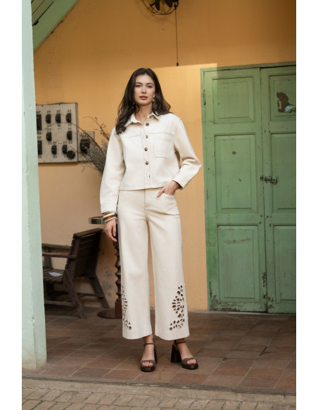 ORAIJE PARIS Milo wide-leg jeans JD595-BEIGE