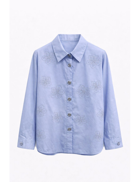 ATTRAIT PARIS Long-sleeve shirt - floral embroidery 8662-BLUE 2