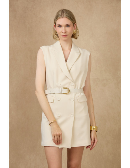 BON FASHION Sleeveless dress R137-ECRU