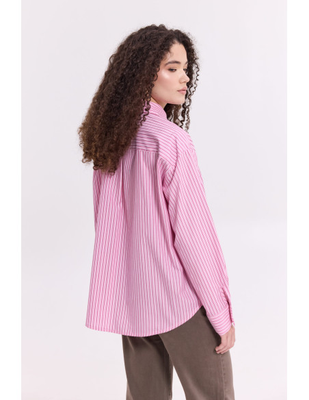 DONNA MARTHA Πουκάμισο ριγέ 26600-ΡΟΖ | BON FASHION