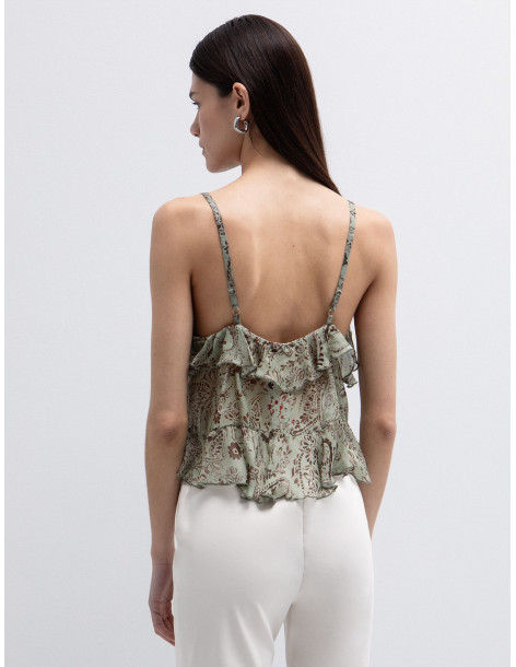 TOI & MOI Ruffle τοπ με τύπωμα λαχούρι 30-5773-126