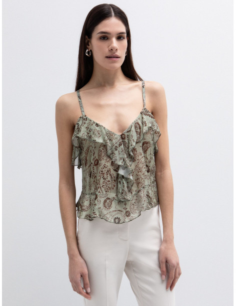 TOI & MOI Ruffle τοπ με τύπωμα λαχούρι 30-5773-126